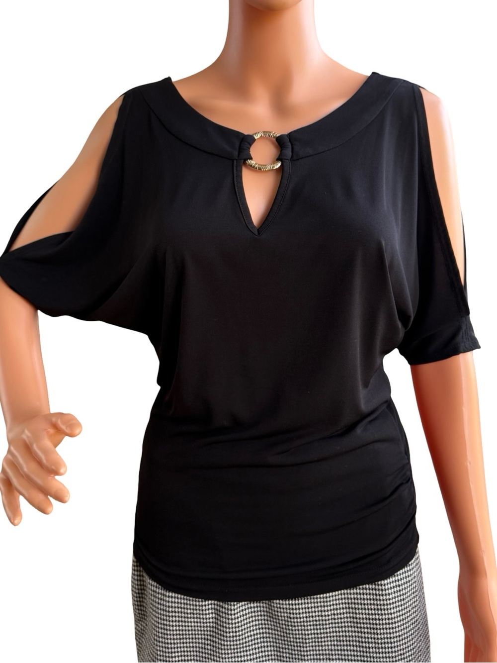 by & by Elegant Black Top with Keyhole Accent